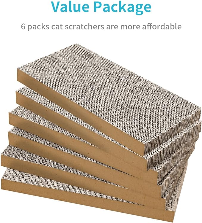 AGYM Cat Scratchers 6 Packs Refill Cat Scratching Pad Cardboard for Indoor Cats and Kitten, Large Size Cat Scratch Pad Board Easy for Cats to Scratch