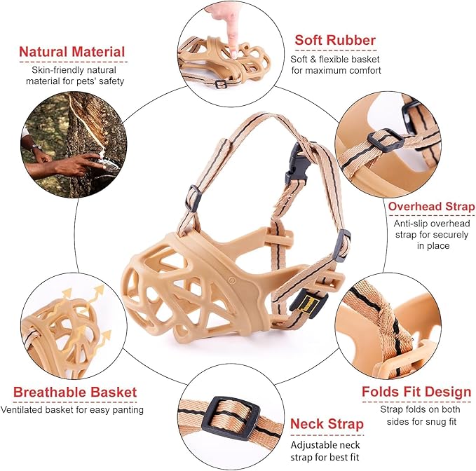 Mayerzon Dog Muzzle, Breathable Basket Muzzles for Small, Medium, Large and X-Large Dogs, Stop Biting, Barking and Chewing, Best for Aggressive Dogs