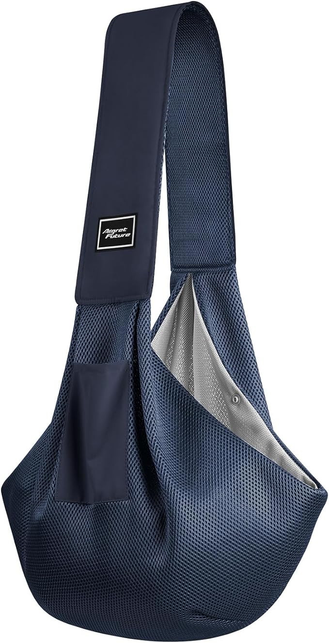 Dog Carrier Sling, Hand-Free Dog Sling Carrier for Small Dogs and Cats，Travel Safety Puppy Bag (Blue)