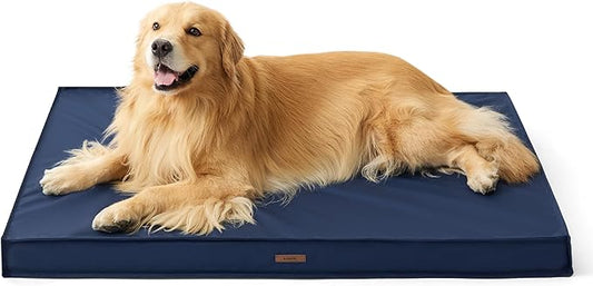 Lesure Waterproof Dog Bed for Medium Dogs - Outdoor Dog Bed with Oxford Fabric Surface, Medium Egg Orthopedic Foam Pet Bed with Removable and Durable Cover, Machine Washable, Navy