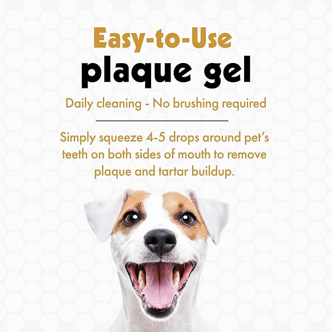 Petkin Plaque Remover Gel, Peanut Butter – Cleans Teeth and Gums, Removes Plaque and Tartar - Freshens Breath and Whitens Teeth with Baking Soda - Ideal for Daily Use, No Brushing or Rinsing - 4 fl oz