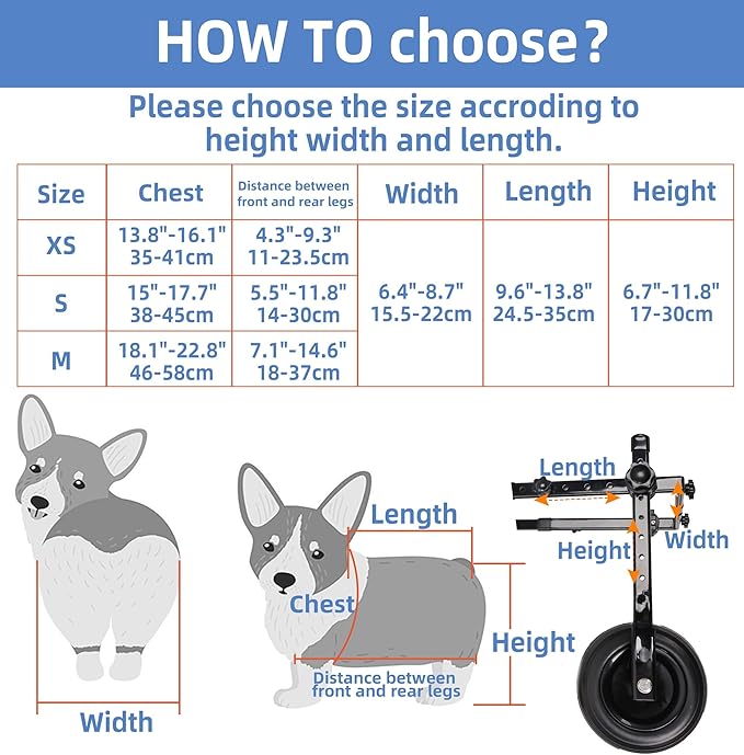 Dog Wheelchair Van. Dog Wheelchair Trolley for rears, Adjustable Dog Wheelchair Trolley for rears, Dog Leg Support and Hip Support for Disabled and Injured Small Dogs