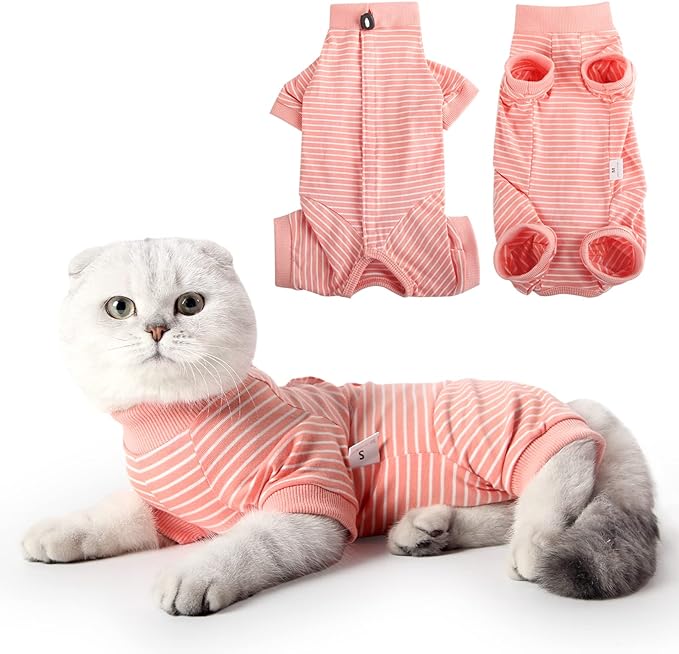 Cat Surgical Recovery Suit Professional for Male Female Dog Abdominal Wounds Cone E-Collar Alternative, Anti-Licking Or Skin Diseases Pet Surgical Recovery Pajama Suit, Soft Fabric Onesie for Cats