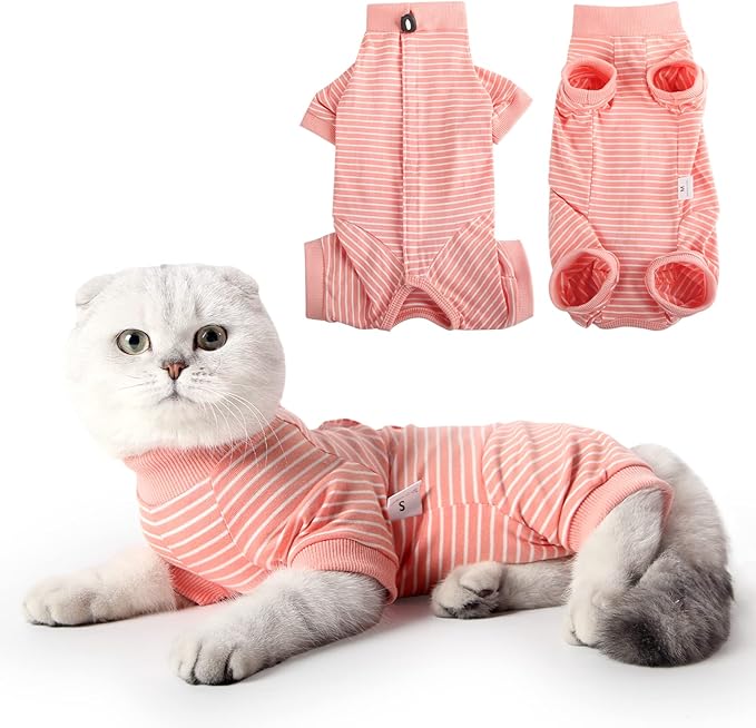 Cat Surgical Recovery Suit Professional for Male Female Dog Abdominal Wounds Cone E-Collar Alternative, Anti-Licking Or Skin Diseases Pet Surgical Recovery Pajama Suit, Soft Fabric Onesie for Cats