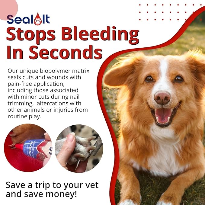 Seal It® Wound Gel for Pets | US-Made Dog Wound Care Gel to Stop Bleeding in Seconds & Seals Open Minor Wounds, Cuts & Scrapes from Canine Paw Wounds to Fencing Cuts | Safe for All Animals (15ml)