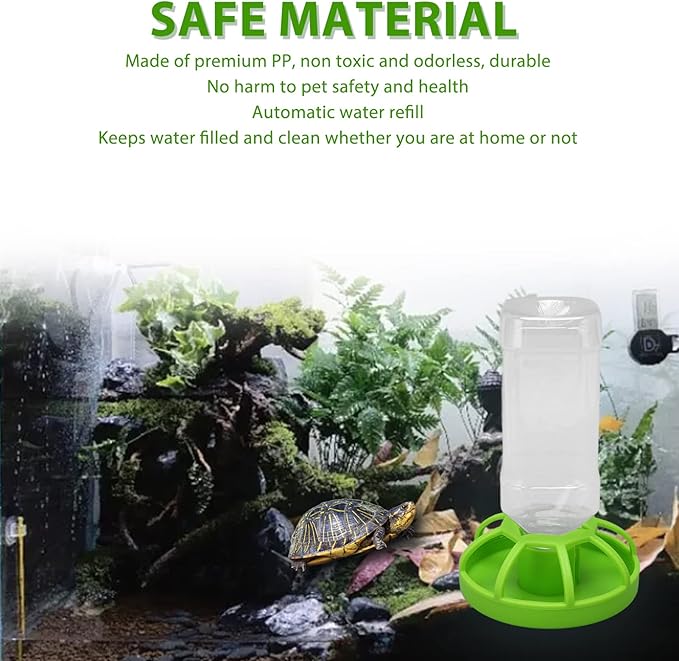 Asixxsix Reptile Water Feeder, Removable Automatic Refilling Reptile Water Dispenser, Round Dish Turtle Food and Water Bowl Feeders Waterer for Lizard, Tortoise, , Terrarium