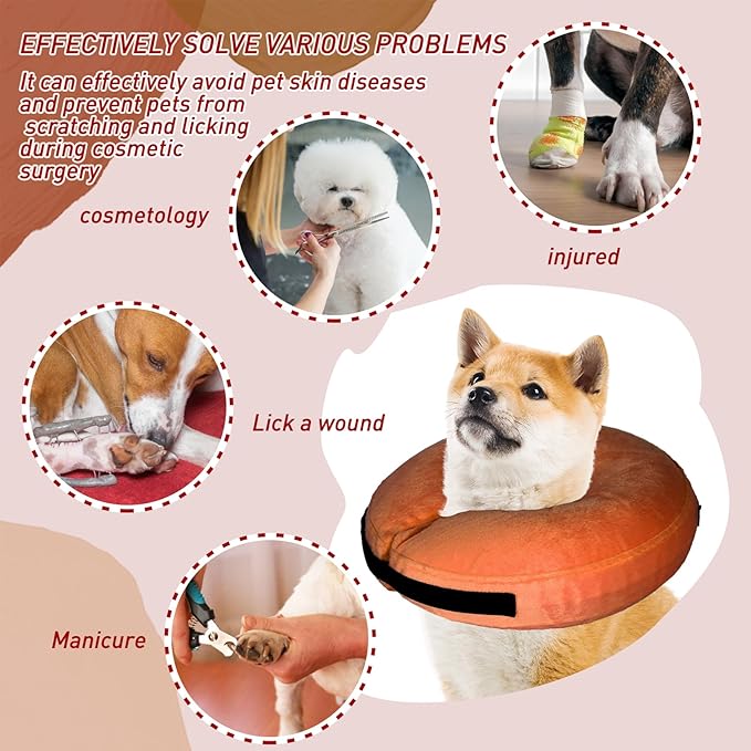 Inflatable Dog Collar-Soft Protective Cone for Dogs After Surgery,Dog Donut Collar Suitable for Dogs and Cats,Dog Cone Collar to Prevent Pets from Touching Stitches,Wounds,Rashes(Orange,L)