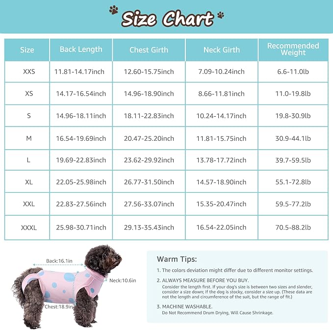 Dog Recovery Suit, Professional Dog Surgery Suit Post Spay, Neuter, Abdominal Surgical Suit for Male Female Dogs Can Pee, Prevent Licking Soft Breathable Cotton Covers Wound (Pink, Small)