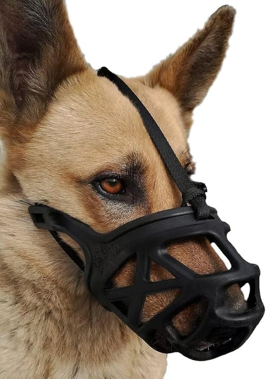 Mayerzon Dog Muzzle, Breathable Basket Muzzles for Small, Medium, Large and X-Large Dogs, Stop Biting, Barking and Chewing, Best for Aggressive Dogs (Medium, Black)