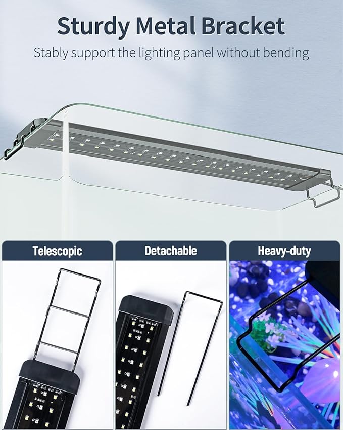 Pawfly12W Aquarium LED Light for 18 to 24 Inch Fish Tanks Extendable Fish Tank Light with Full Spectrum Brilliant White Blue Red Lights with Daytime & Night Modes and Adjustable Brightness