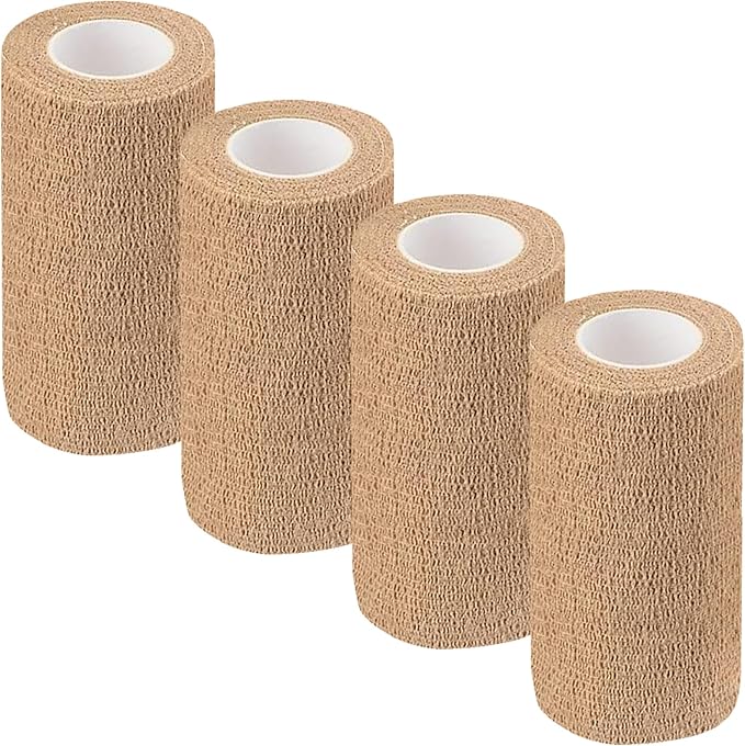 Self Adhesive Bandage Wrap,Vet Wrap for Dogs Breathable Flexible 5 Yards Stretchy 4 Inch Grip Adhesive Self Cohesive Adhering Adherent (Brown)