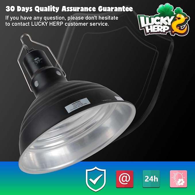 LUCKY HERP Reptile Light Fixture 8.5inch- Lightweight Aluminum Reflector Dome Reptile Light Fixture, Reptile Heat Lamp Fixture for UVB Light Bulb Basking Bulb Heat Bulb