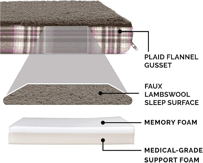 Furhaven Memory Foam Dog Bed for Small Dogs w/ Removable Washable Cover, For Dogs Up to 20 lbs - Sherpa & Plaid Flannel Deluxe Mattress - Java Brown, Small
