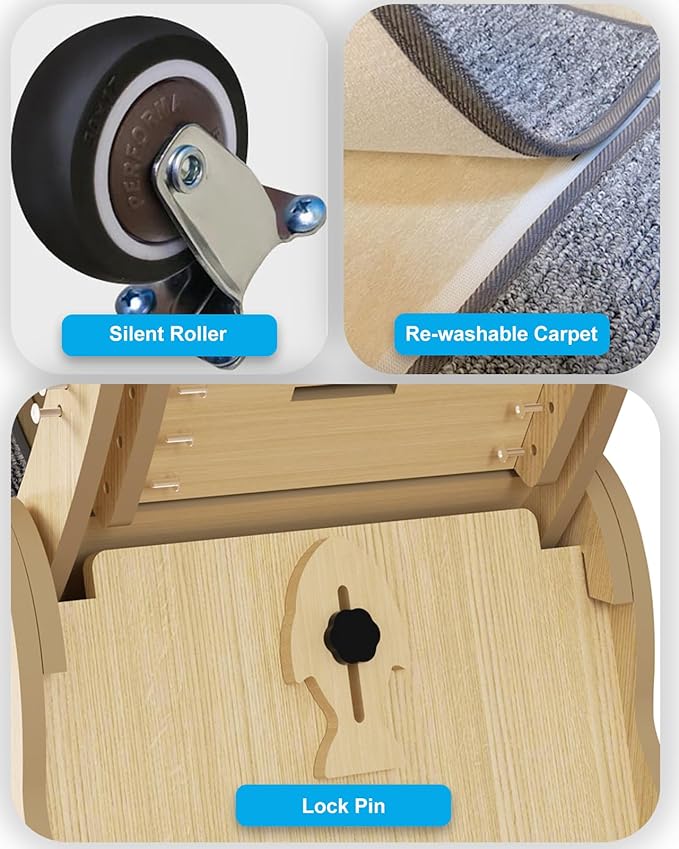 Cat Wheels for Indoor Cats. Extra Large Diameter Cat Treadmill. Made of Natural Solid Wood. Inside Diameter 40in/100cm. Including Installation Tools and Cat Teaser. (Black)
