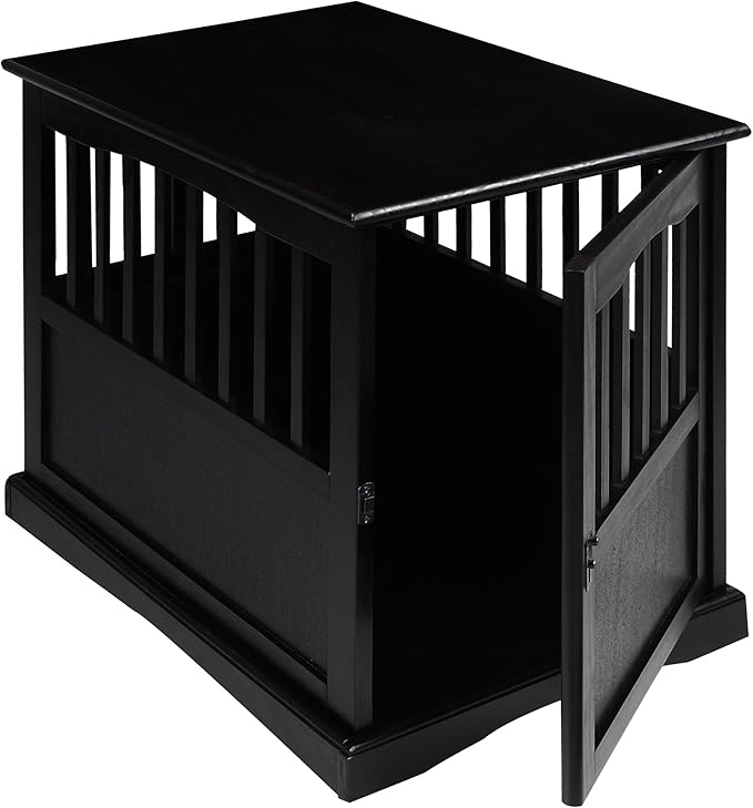 Casual Home Wooden Indoor Dog Crate House Kennel End Table Night Stand Furniture with Lockable Latch for Small to Medium Pets, Black