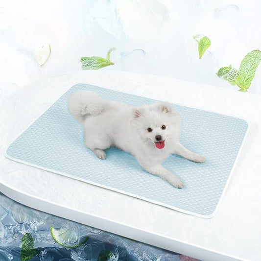 Mora Pets Dog Cooling Mat Breathable Cooling Pad for Dog Cats Washable Pet Cooling Mat for Indoor Outdoor Pets with Non-Slip Bottom 36 x 24 inch Light Blue Large