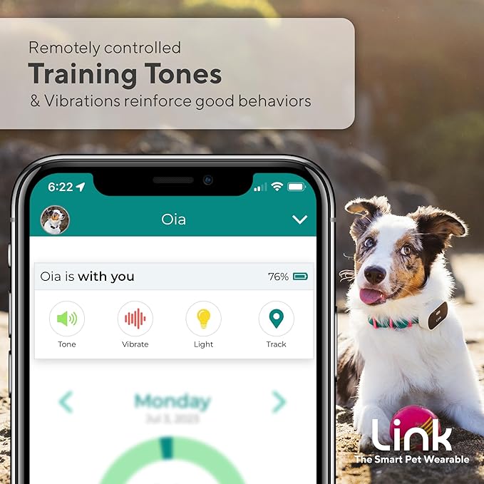 Link GPS Dog Tracker + Activity Monitor | Training Tools, Health Tracker, Waterproof, Flashlight, Lightweight, PetPass & Vet Record Storage, Fits On Most Collars | iPhone & Android Apps