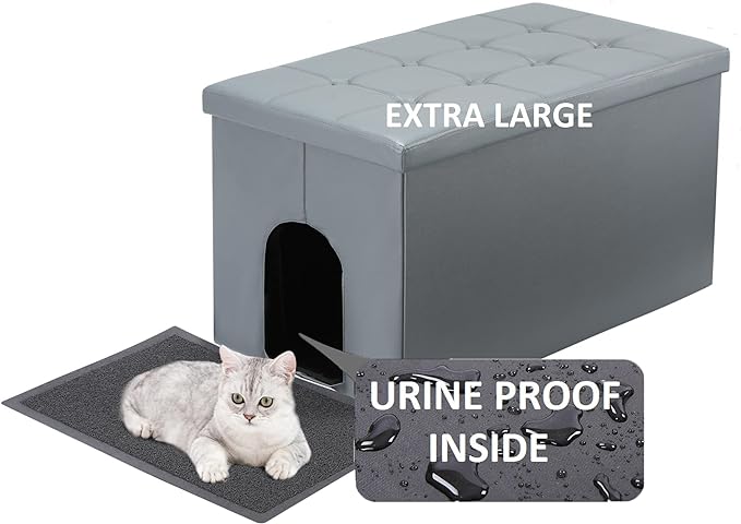 MEEXPAWS Cat Litter Box Enclosure Furniture Hidden, Cat Washroom Bench Storage Cabinet | Extra Large 36'' x 20'' x 20''| Dog Proof | Waterproof Inside/Easy Clean | Easy Assembly | Odor Control