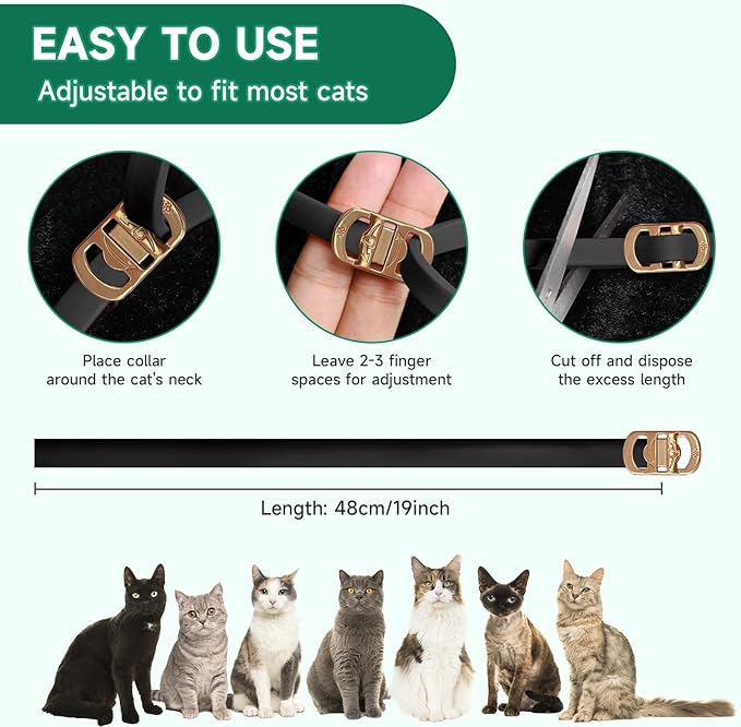 4 Pack Flea Collar for Cats, Cat Flea and Tick Treatment, 8 Months Protection Flea and Tick Prevention for Cats, Waterproof Cat Flea Collar, Adjustable Cat Flea and Tick Collar for Cats Kittens, Black