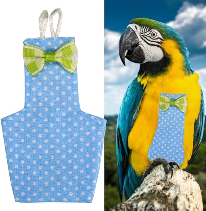 Romantic Valentine's Day Diaper Birds Nappy, Parrot Diaper, Nappy, Pet Bird Clothes, Flying Bowknot Costume, for Household(Blue, S Code)