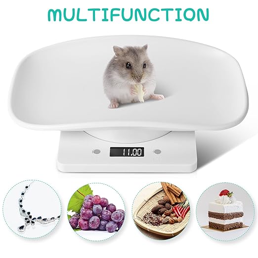 Digital Pet Scale, Newborn Puppy Whelping Supplies, Accurate Small Animal Scale for Puppies/Kitten/Dog/Cat/Hedgehog, Multi-Function LCD Scale with Tape Measure, Max 22lb