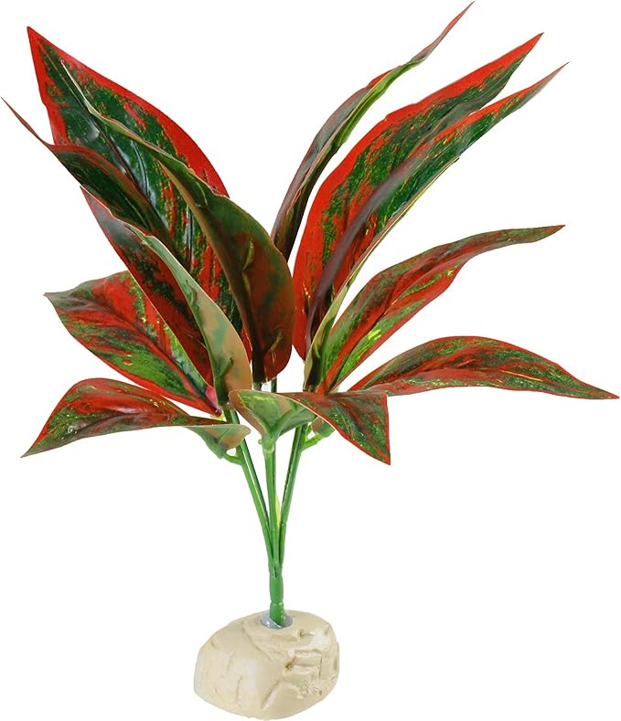 AQUANEAT Terrarium Plant, Reptile Plant, Fake Plant for Reptiles, Terrarium Reptile Décor for Amphibian Habitat(Red)