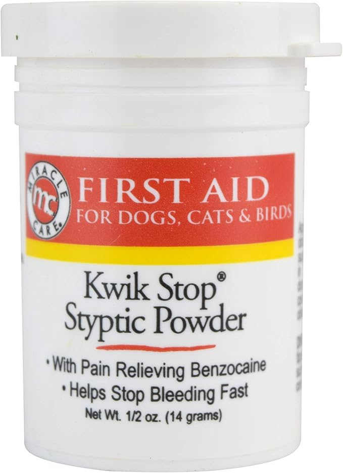 Kwik Stop Styptic Powder For Dogs, Cats, and Birds, Fast-Acting Blood Stop Powder For Pets, Quick Stop Bleeding Powder For Dog Nail Clipping and Minor Cuts, 0.5 oz.