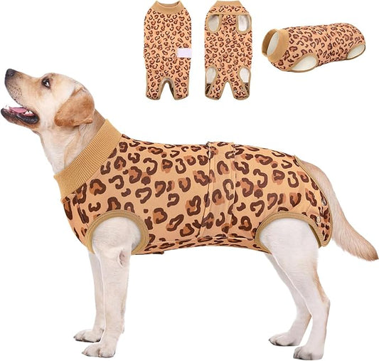 AOFITEE Dog Recovery Suit, Dog Surgical Recovery Suit for Female Dogs Male Dogs, Cozy Dog Onesie for Surgery, Cone E-Collar Alternative, Anti Licking Dog Surgical Shirt with Pee Hole, Brown L