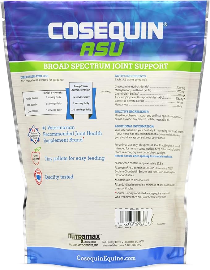 Nutramax Cosequin ASU Pellets Joint Health Supplement for Horses - Pellets with Glucosamine and Chondroitin, 1420 Grams