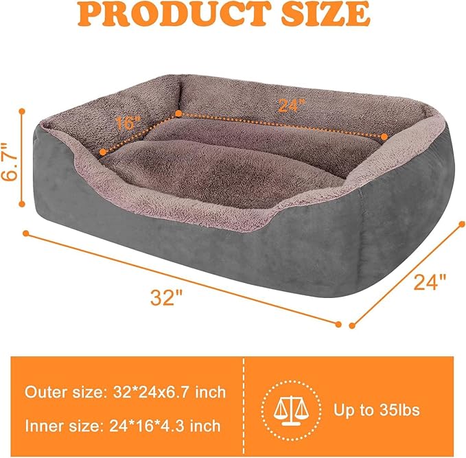 PUPPBUDD Dog Beds for Medium Dogs, Washable Dog Bed Comfortable and Breathable Pet Bed Rectangle Warming Dog Bed for Medium Dogs