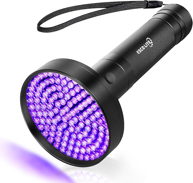 ESCO LITE UV Black Light Flashlight, Powerful 128LED Handheld Ultraviolet Flashlight Upgraded Bright Blacklight Detector for Dog Urine, Scorpion and Bed Bug