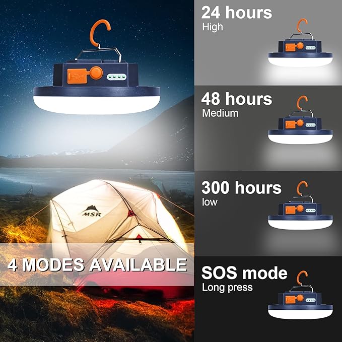 10000mAh 4000LM Flashlight Portable LED Camping Lantern Rechargeable Light 30W with Magnet , IPX4 Waterproof Tent Light Power Failure Emergency Survival Kits Snowstorm Christmas Day Gift