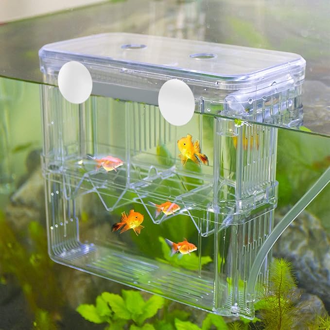 Senzeal Aquarium Fish Breeder Box Plastic Fish Isolation Breeding Box Hatching Incubator for Baby Fish Shrimp Clownfish Guppy