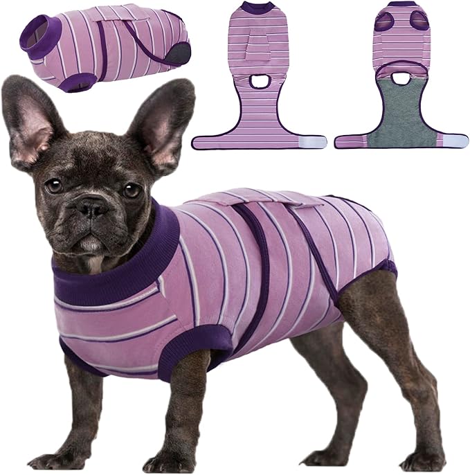 Kuoser Dog Recovery Suit, Soft Dog Onesie for Surgery Female Spay Dog Surgical Recovery Suit Male Neuter, Anti Licking Abdominal Dog Surgical Suit Pet Bodysuit Alternative to Cone of Shame, M