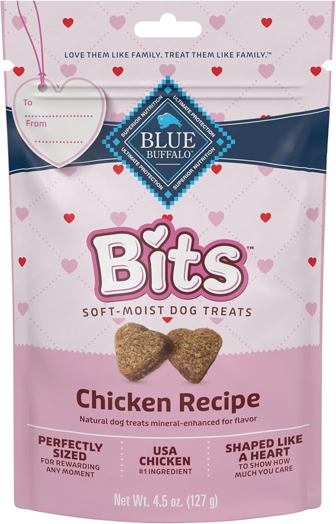 Blue Buffalo Valentine Blue Bits Natural SoftMoist Training Dog Treats Chicken Recipe 4.5-oz Bag