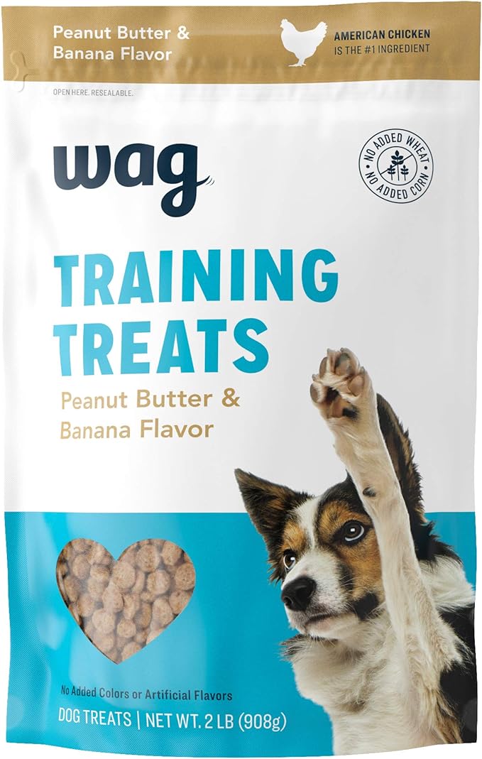 Amazon Brand - Wag Peanut Butter & Banana Flavor Training Treats for Dogs, 2 pound(pack of 1)