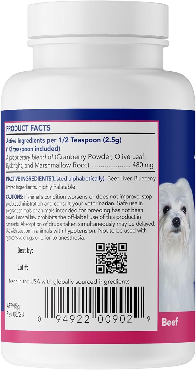 ANGELS' EYES NATURAL PLUS Tear Stain Prevention Beef Powder for Dogs | All Breeds | No Wheat No Corn | Daily Support for Eye Health | Proprietary Formula |Limited Ingredients | Net Content 45g