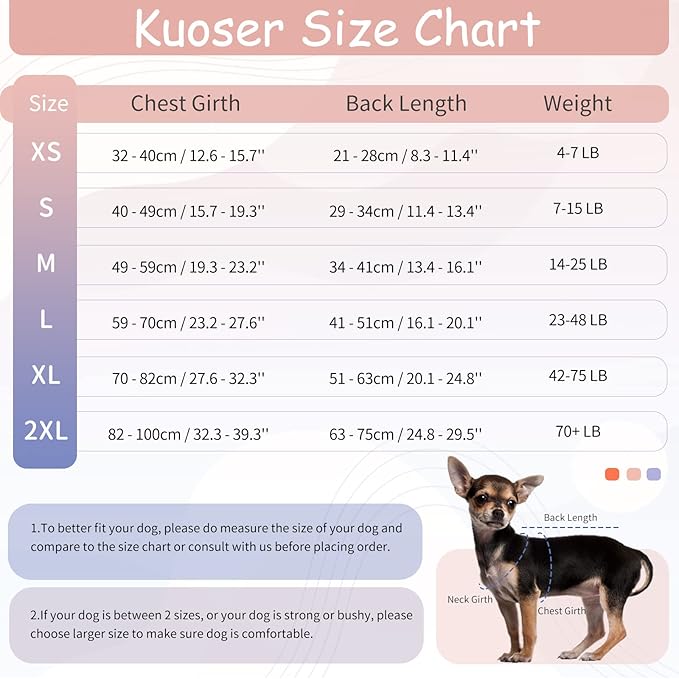 Kuoser Dog Recovery Suit, Dog Surgery Suit Female Spay Soft Breathable Dog Neuter Recovery Suit for Male Dogs, Prevent Licking Dog Onesie Pet Surgical Shirt Alternative to Cone E-Collar, 2XL