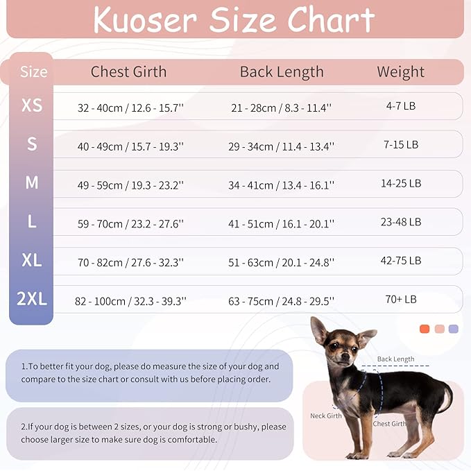 Kuoser Dog Surgery Suit, Surgical Onesie for Dogs Female Spay, Soft Dog Recovery Suit Male Neuter, Pet Abdominal Surgery Shirt Dog Body Suits After Surgery Wear, Anti Licking Dog Cone Alternative, XL
