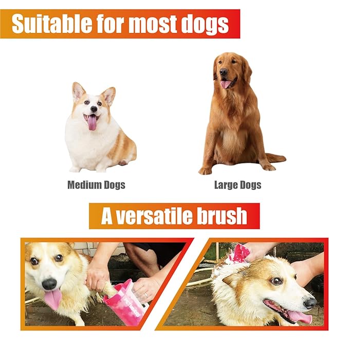 Dog Paw Cleaner for Dogs,Dog Paw Washer with Handle,Portable Pet Paw Cleaner,Large,9 in, Pink