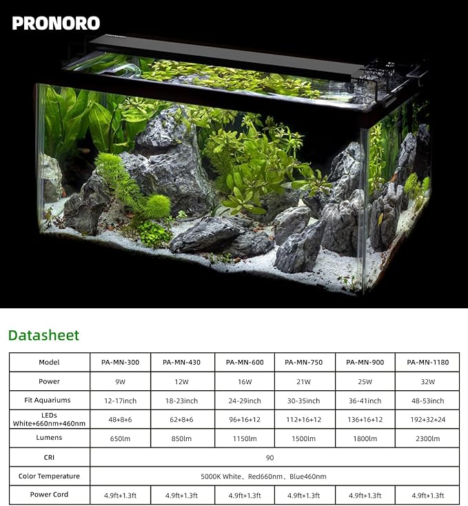 Aquarium Light, LED Full Spectrum Freshwater Aquarium Lights, Daylight/Moonlight Mode and stepless dimmable, Fish Tank Light with 6h/9h/12h Timer and Auto ON/Off (G 48-53 in)