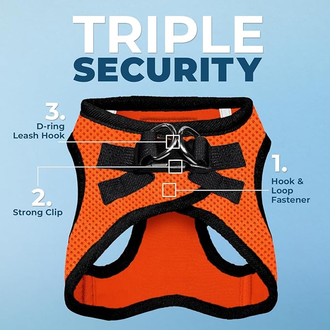 Voyager Step-in Air Dog Harness - All Weather Mesh Step in Vest Harness for Small and Medium Dogs and Cats by Best Pet Supplies - Harness (Orange/Black Trim), XL (Chest: 20.5-23")