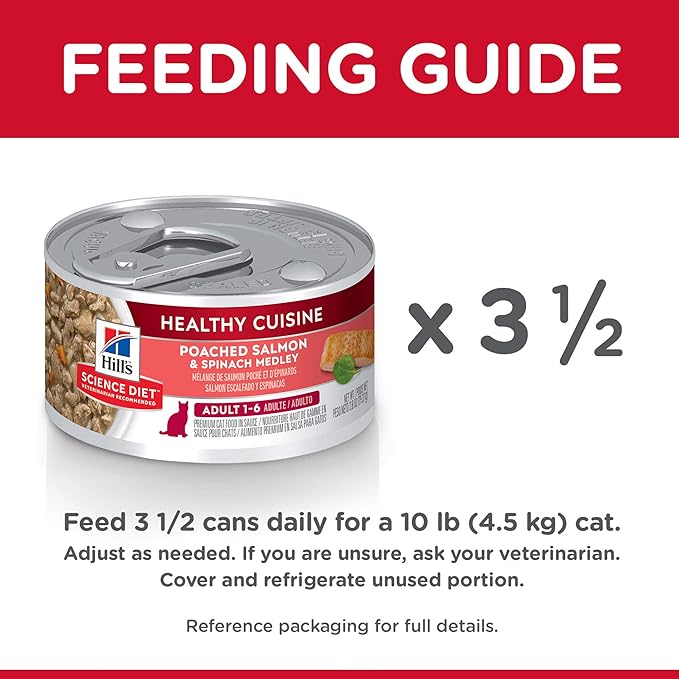 Hill's Science Diet Healthy Cuisine, Adult 1-6, Great Taste, Wet Cat Food, Patched Salmon & Spinach Stew, 2.8 oz Can, Case of 24