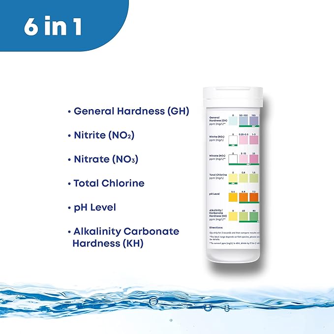 DIP & GO Aquarium Test Strips. Aquarium Water Test Kit and Ammonia Test Kit for Aquarium. Range-Guided and Easy-to-Read, Color Corrected Results. Aquarium Test. (Ammonia & 6-in-1 Combo)