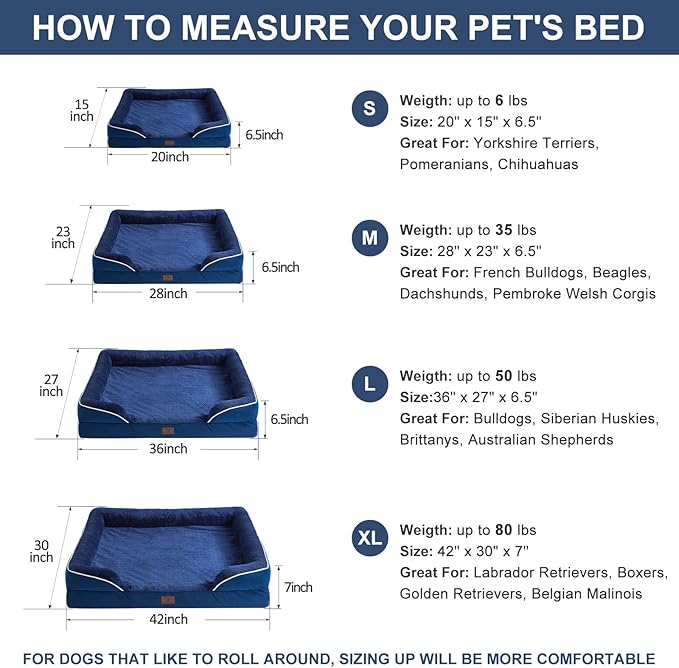 WNPETHOME Waterproof Dog Beds for Large Dogs, Orthopedic XL Dog Bed with Sides, Big Dog Couch Bed with Washable Removable Cover, Pet Bed Sofa with Non-Slip Bottom for Sleeping