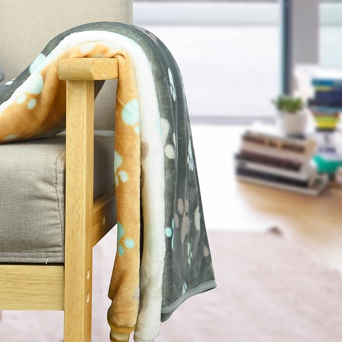 Dog Blankets for Medium Dogs,3 Pack Dog Blanket,Washable 23" x 16" Small Dog Blanket,Soft Fleece Blankets for Pets,Cute Paw Blankets for Dogs,Puppy Blankets for Medium,Pet Blanket for Dogs