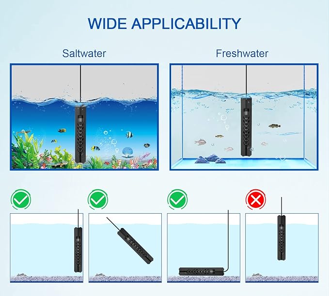 Submersible Aquarium Heater for Betta Fish Tank, 300W Adjustable Aquarium Water Heater with External LED Display Temperature Controller, Suitable 40-75 Gallon Water