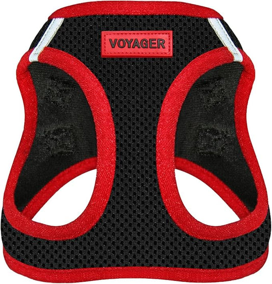 Voyager Step-in Air Dog Harness - All Weather Mesh Step in Vest Harness for Small and Medium Dogs by Best Pet Supplies - Red Trim, M