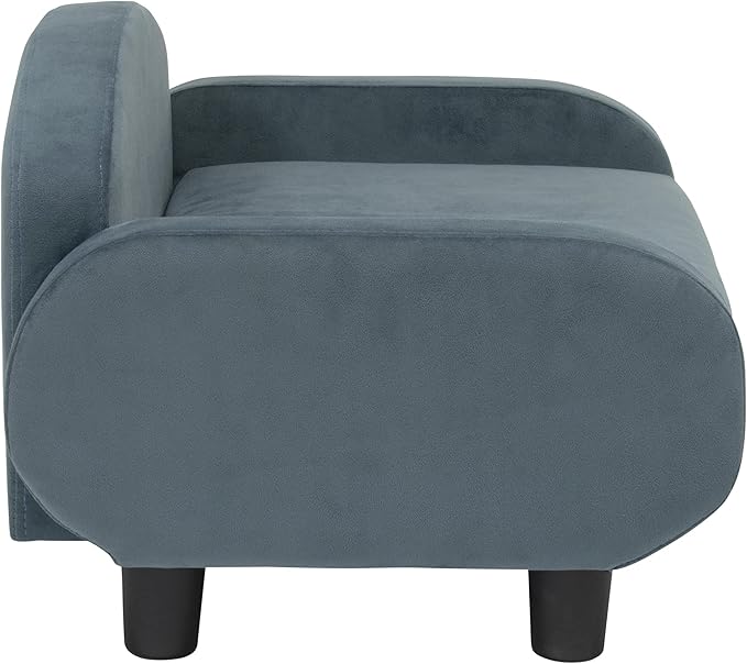 Paws & Purrs Modern Pet Sofa 31.5" Wide Low Back Lounging Bed with Removable Mattress Cover in Espresso/Cornflower