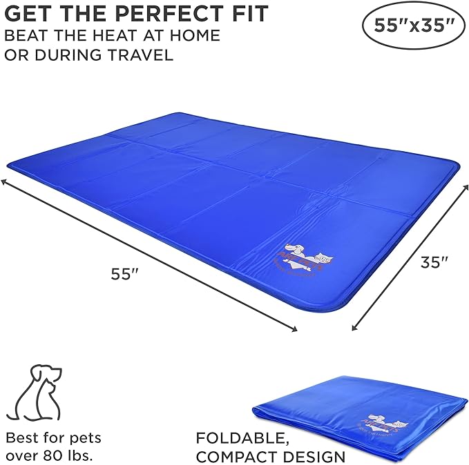 Arf Pets Dog Cooling Mat 35” x 55” Pad for Kennels, Crates & Beds, Non-Toxic, Solid Self Cooling Gel .No Fridge or Electricity Needed